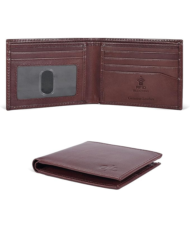 Oak Leathers Slim Leather Wallet for Men - RFID Wallets Credit Card Holder Ultra Thin Gift for Mens, Front Pocket Minimalist Design