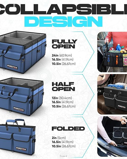 FORTEM Trunk Organizer For SUV Car Trunk Organizer, Foldable Storage, Car Accessories for Women Men, Collapsible Bag, Perfect Christmas Gifts, 600D Oxford, Non Slip Bottom, Straps, Soft Cover (65L)