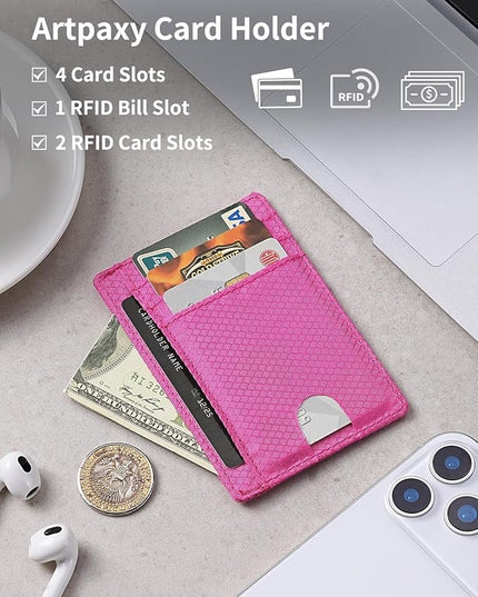 Artpaxy Slim Wallet for Men & Women, Minimalist Front Pocket Card Holder for Travel, RFID Blocking, Water Resistant Nylon Wallet for ID & Cash & Credit Card
