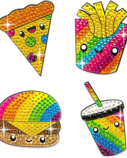 StickerBeans® Rhinestone Stickers – Rainbow Foodie 4-Pack, 2” x 2” Unique Sparkly Cut-to-Shape for Collecting, Trading, Decorating Laptops, Phone Cases, Scrapbooks, Kids, Teens, & Adults