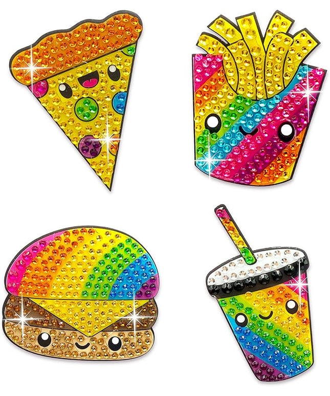 StickerBeans® Rhinestone Stickers – Rainbow Foodie 4-Pack, 2” x 2” Unique Sparkly Cut-to-Shape for Collecting, Trading, Decorating Laptops, Phone Cases, Scrapbooks, Kids, Teens, & Adults