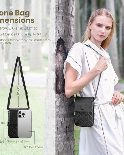 befen Genuine Leather Small Crossbody Bags for Women, Cell Phone Cross body Purse Bag with RFID Blocking Card Slots