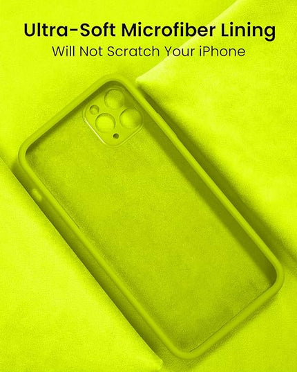 FireNova for iPhone 14 Pro Case, Silicone Upgraded [Camera Protection] Phone Case with [2 Screen Protectors], Soft Anti-Scratch Microfiber Lining Inside, 6.1 inch,Fluorescent Green