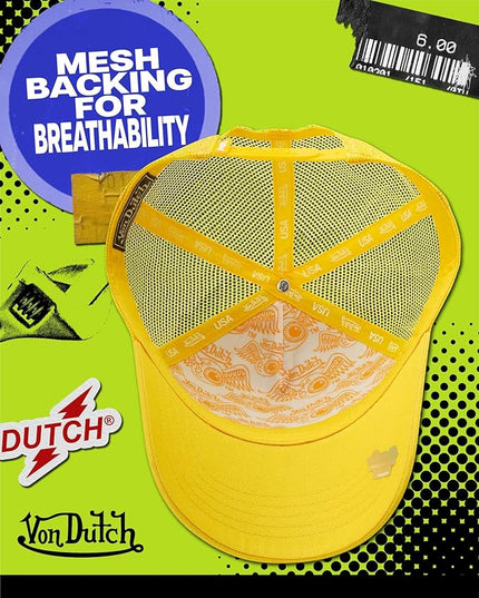 Von Dutch Unisex Trucker Hat - Curved Bill Mesh Back Retro Classic Adjustable Snapback Baseball Cap for Men and Women