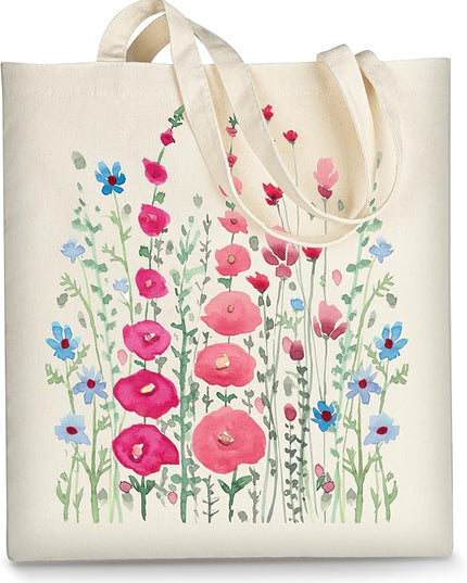 AUSVKAI Canvas Tote Bag for Women, Aesthetic Cute Grocery Grocery Reusable Cotton Gift Bag for Shooping Beach Trendy Gifts