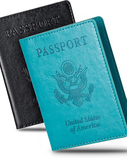 2 Pcs Passport holders，Ultra Slim passport wallet，PU Leather Passport Cover Case for Women and Men