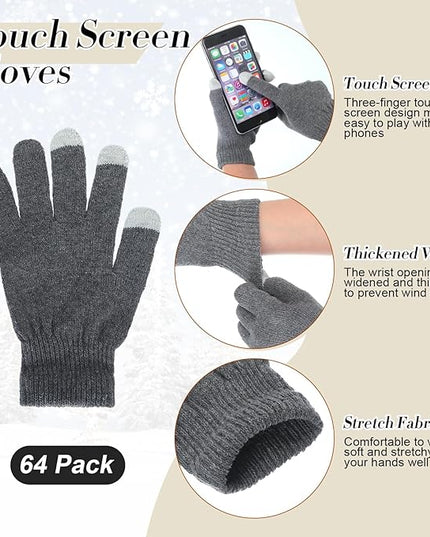 Suhine Bulk Winter Hats and Gloves Set Warm Beanie Gloves Pack Homeless Supplies for Cold Weather Charity