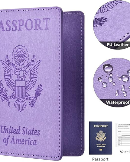 Eoehro Passport Holder for Travel Essentials-2Pack, Passport Wallet Cover Case for Travel Must Haves Accessories,Passport Book Holders for Women and Men