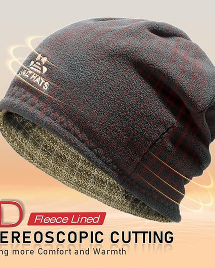 Lvaiz Mens Winter Beanie Hat Warm Fleece Lined Skull Cap for Men Reversible Women Windproof Watch Hat Knit Warm Unisex Beanie