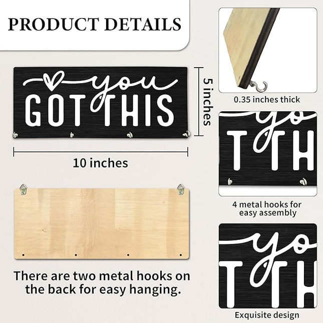 Yhtmbf You Got This Wooden Key Holder for Wall - 5"x10" Key Organizer Hanger with 4 Hooks for Home Front Door Hallway Entryway Kitchen - Home Office Decor & Housewarming Gifts Supplies - A03