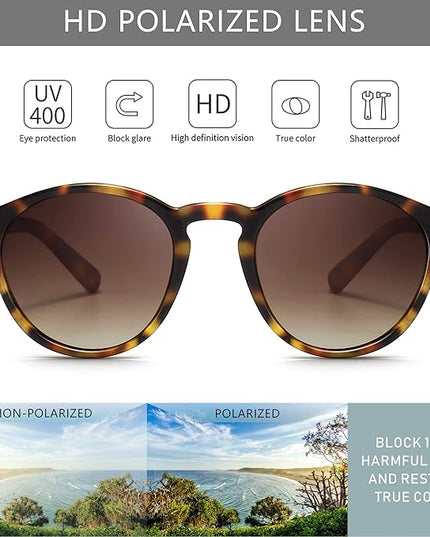 SUNGAIT Classic Vintage Round Polarized Sunglasses for Women Men Retro Style UV400