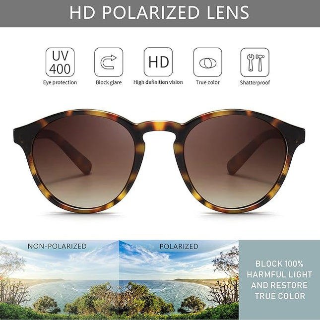 SUNGAIT Classic Vintage Round Polarized Sunglasses for Women Men Retro Style UV400