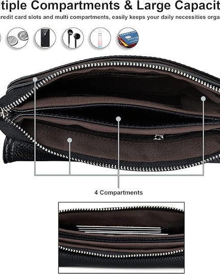 befen Genuine Leather Small Crossbody Bags for Women Cell Phone Bag Cross Body Purses,Silver Zipper