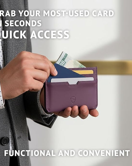 Vaultskin MOORGATE Slim Card Holder - Minimalist Leather Wallet, RFID Blocking Sleeve, Fits Front Pocket, for Men and Women