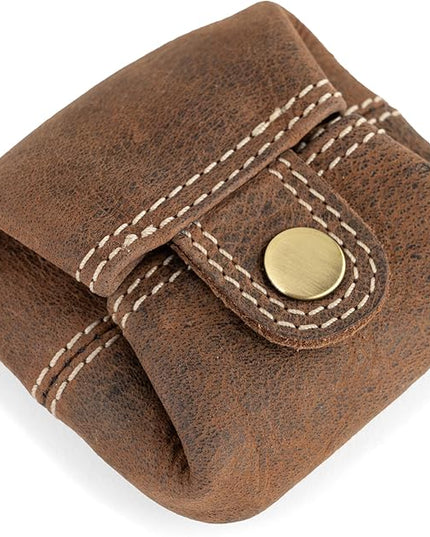 Berliner Bags Vintage Genuine Leather Coin Pouch Lena, Change Purse for Women and Men, Coin purse with snap - Brown