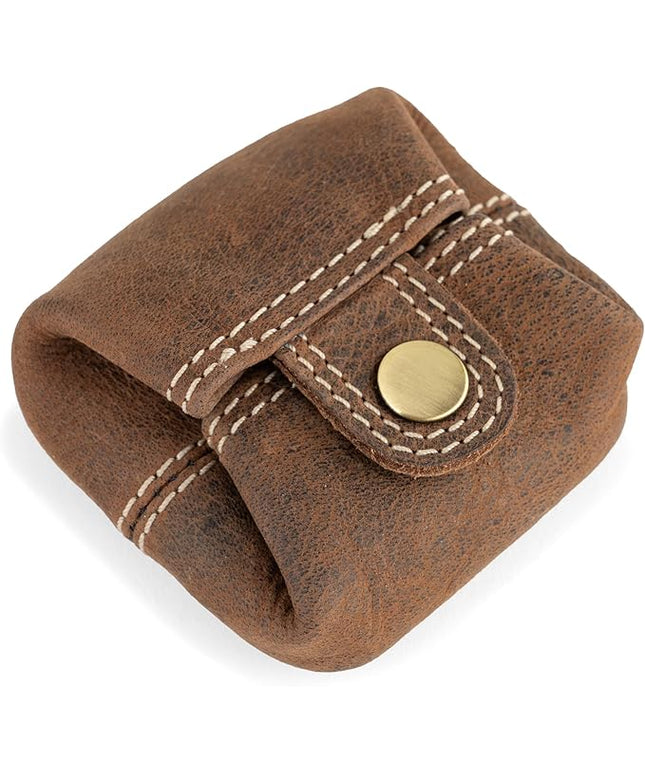 Berliner Bags Vintage Genuine Leather Coin Pouch Lena, Change Purse for Women and Men, Coin purse with snap - Brown