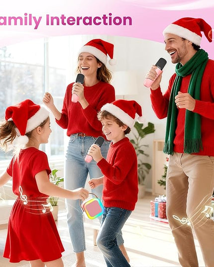 Mini Karaoke Machine for Kids Adults, Portable Bluetooth Speaker with 3 Wireless Karaoke Mics,2026 TOP Birthday Gifts Toys for Girls 3,5, 6,8+Years Old Karaoke Player Valentine(Light Pink 3 Mics)