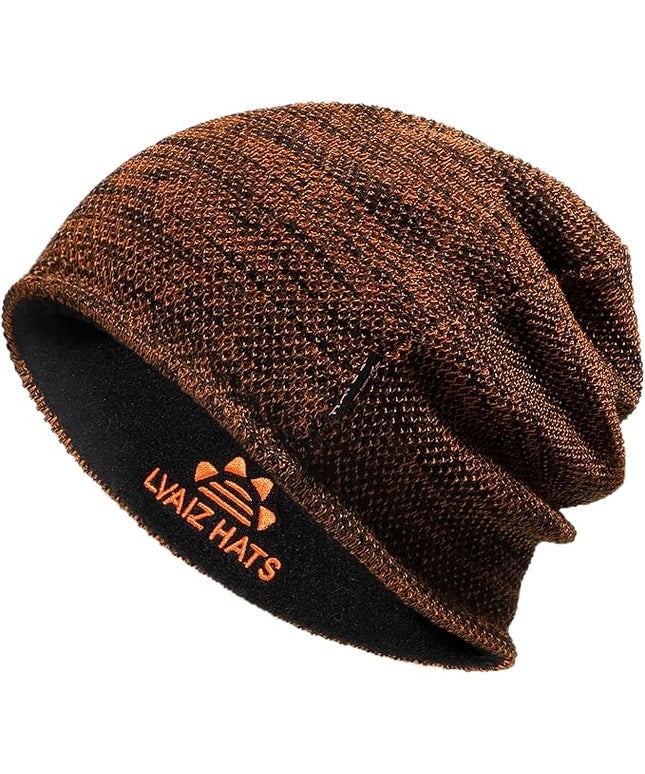 Lvaiz Mens Winter Beanie Hat Warm Fleece Lined Skull Cap for Men Reversible Women Windproof Watch Hat Knit Warm Unisex Beanie
