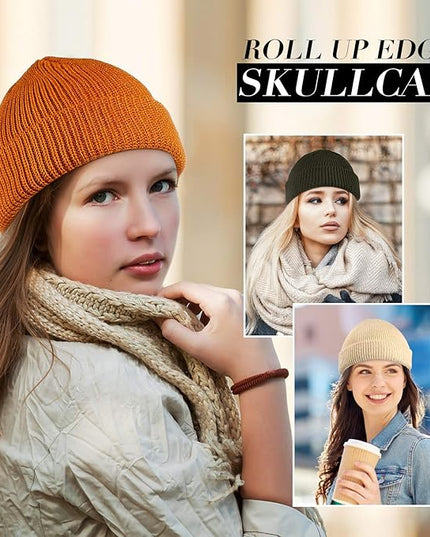 Geyoga 12 Pcs Trawler Beanie Hats for Men Fisherman Roll up Short Cuff Knit Beanie Bulk Winter Watch Cap for Men Women
