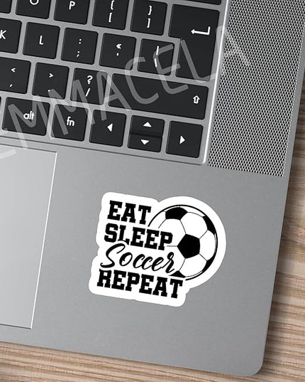 (3PCS) Soccer Stickers - Eat Sleep Soccer Repeat – Waterproof Vinyl Decal for Books, Laptops, Phones, Tumblers, Water Bottles - Sport Stickers for Soccer Players, Teams,Fans - 3" x 2.5"