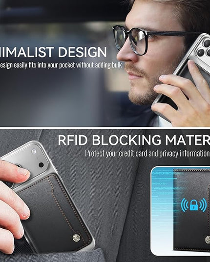 Vinich for MagSafe Wallet Magnetic RFID Blocking Card Holder Compatible with MagSafe Phones and Cases, Strong Magnet Minimalist Phone Wallet for iPhone 17/16/15/14/13/12/ Pro/Max/Plus, Black