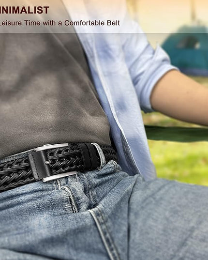 BULLIANT Mens Belts,Leather Woven Braided Belts for Gift Men Casual Jeans Golf