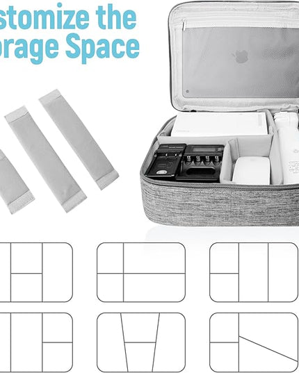 Electronics Travel Organizer,Large Double Layer Portable Waterproof Travel Organizer Bag for Charging Cable Storage,Ipad,Power Bank,Hard Drive etc,for Travel,Business,5pcs Cable Ties-Grey