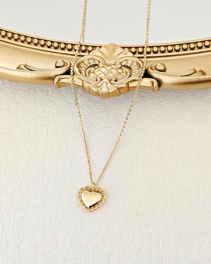 Cute Heart Necklace Dainty 18k Gold Plated Tiny Heart Pendant Choker Necklaces Small Gold Love Open Heart Chain Necklace for Women Simple Gold Necklace for Women Trendy Jewelry