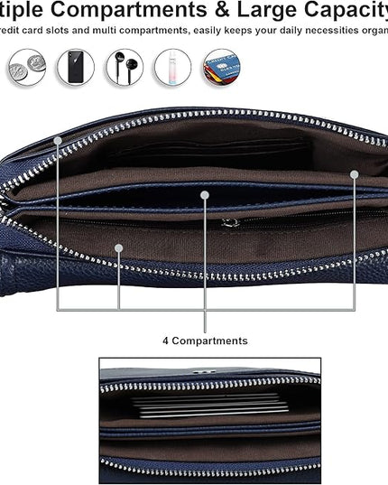 befen Genuine Leather Small Crossbody Bags for Women Cell Phone Bag Cross Body Purses,Silver Zipper