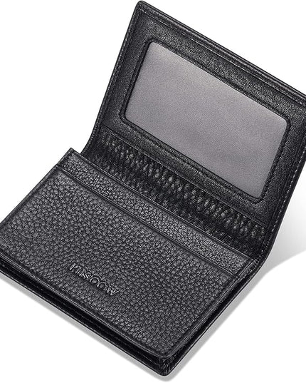 Leather Business Card Case Holder for Men & Women, Italian Calfskin
