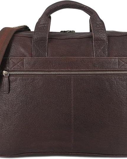 Leather briefcase 18 Inch Laptop Messenger Bags for Men and Women Best Office briefcase Satchel Bag (Brown)