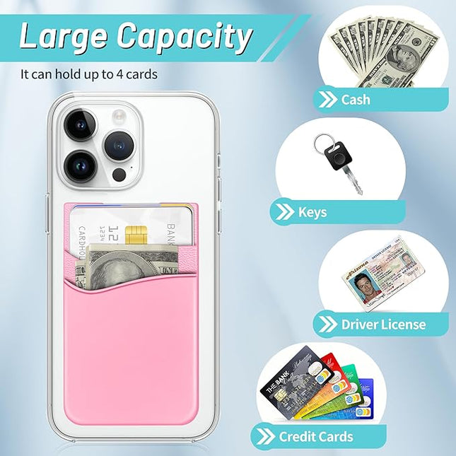 SHANSHUI Phone Pocket, Stick on Wallet Credit Business Card Holder for Back of Phone Pocket Compatible for iPhone, Android and Every Smartphones (Black,White,Pink/3pcs)