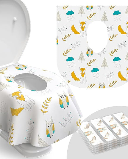Toilet Seat Covers Disposable - 20 Pack - Waterproof, Ideal for Kids and Adults – Extra Large, Individually Wrapped for Travel, Toddlers Potty Training Public Restrooms (Owls, 20)