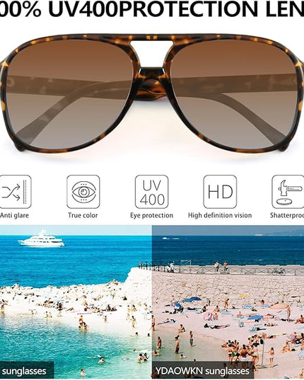 YDAOWKN Retro Aviator Sunglasses for Women Mens Large Frame Classic Vintage 70s Sun Glasses Aviators