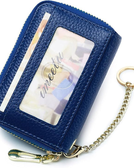 imeetu RFID Credit Card Holder, Small Leather Zipper Card Case Wallet for Women