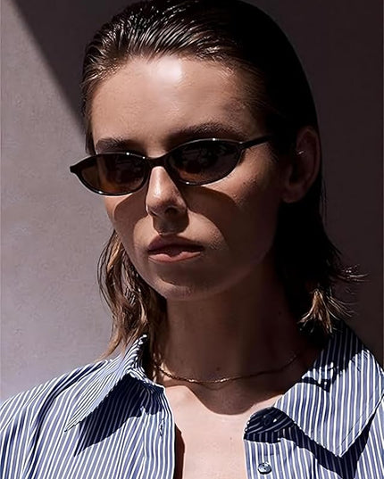 Retro Oval Cat Eye Sunglasses for Women Y2k Designer Trendy Narrow Shades UV protection Sun Glasses