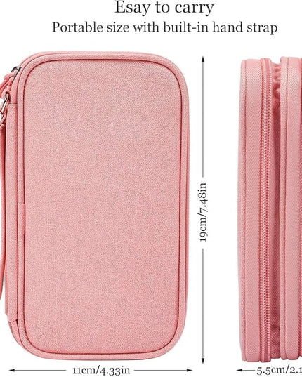 Electronic Organizer Travel Cable Accessories Bag, Electronic Organizer Case, Electronic Accessories Organizer Bag for Power Bank, Charging Cords, Chargers, Mouse, USB Cable, Earphones (Light Pink)