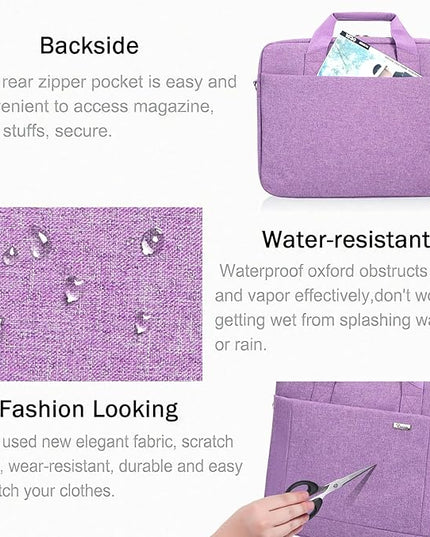 Voova Laptop Bag Case 17 17.3 Inch Computer Sleeve Messenger Bag with Shoulder Strap Expandable Waterproof Large Capacity Business Briefcase for Work Travel Fit 17-18” Laptop, Men Women, Lavender