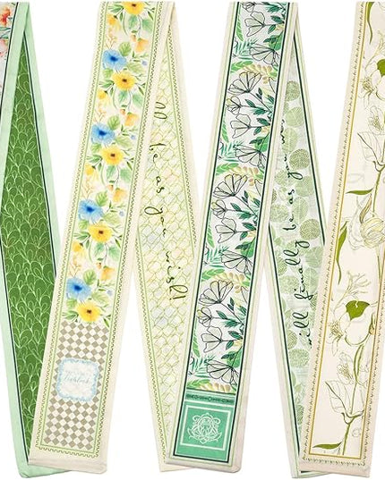 4 Pack Purse Scarf Handbags Skinny Twill Hair Scarves Narrow Neck Scarf Band Women Fashion Accessories Bag Charms