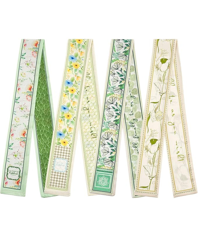 4 Pack Purse Scarf Handbags Skinny Twill Hair Scarves Narrow Neck Scarf Band Women Fashion Accessories Bag Charms