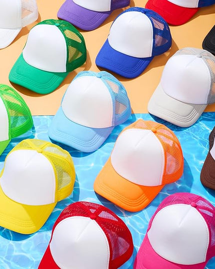 Hercicy 40 Pack Sublimation Blank Trucker Hat Bulk Baseball Cap Adjustable Mesh Unisex Polyester Hat Heat Transfer