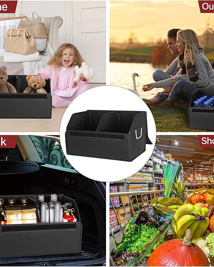 JEYODA Suede Leather Trunk Organizer, Large Capacity Soft Car Organizers and Storage,foldable,with lip, for Car SUV/Jeep/Sedan/Home/Camping (Black,Small)