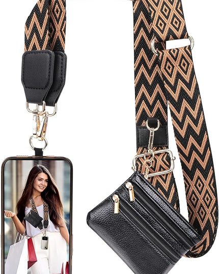 XANGNIER Clip and Go Strap for Phone with Wallet Crossbody, Phone Strap with Zippered Wallet, Adjustable Anti Theft Cellphone Lanyard for Women, Cellphone Chain Accessories,Multicolor 6