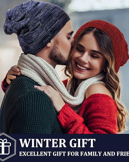 Geyoga 2/3/4 Pack Winter Beanie Hats for Men Warm Slouchy Beanies Hats Fleece Lined Thick Knitted Ski Skull Warm Cap