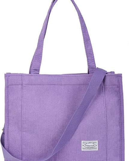 Valleycomfy Corduroy Tote Bag for Women Travel Crossbody Bag Purse Women Shoulder Bags Work Handbags Everyday Hobo Bag