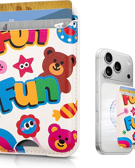 Magnetic Mag-safe Wallet Cell Phone Card Holder for Phone Case with Mag-Safe, Stronger Magnetic RFID Leather Phone Wallet Stick on for iPhone 17/16/15/14/13/12 Series, Fit 3 Cards