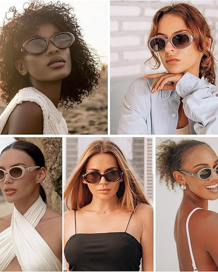SOJOS Small Retro Oval Polarized Sunglasses for Women Men 90s Vintage UV400 Protection Tiny Sun Glasses SJ2286
