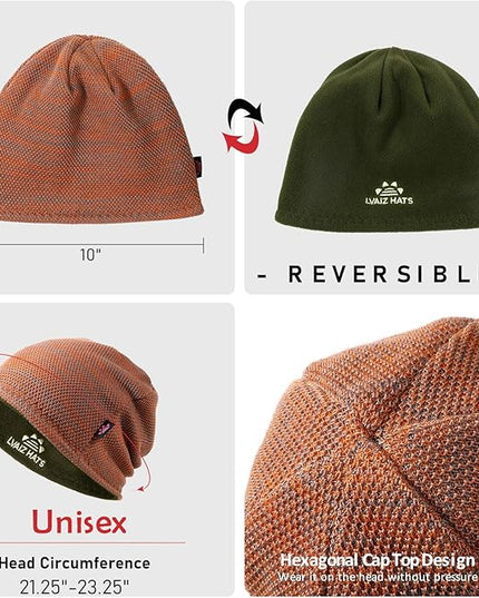 Lvaiz Mens Winter Beanie Hat Warm Fleece Lined Skull Cap for Men Reversible Women Windproof Watch Hat Knit Warm Unisex Beanie