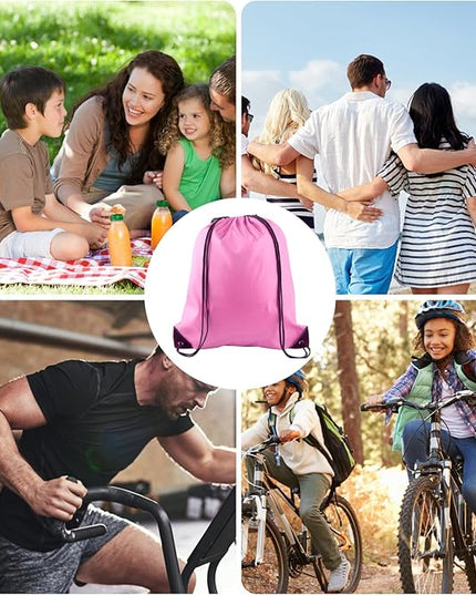 KUUQA 2 Pcs Drawstring Backpack Bags Bulk Pink Drawstring Bag Foldable Gym Bag Sports Cinch Sack String Backpack Storage Bags for Women Men Shopping Gym Travel Sports