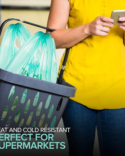 Stock Your Home Eco Grocery Bags Disposable T-Shirt Thank You Bag with Handles for Supermarket, Groceries, Produce, Shopping